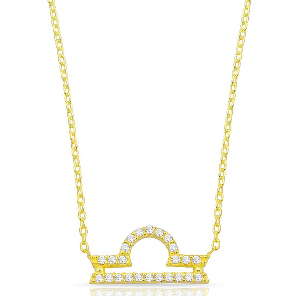 14k Gold Vermeil Libra Zodiac CZ Necklace